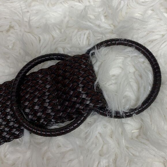 🟢3 for $20 ——-WOVEN leather adjustable wide belt 2 ring unbranded women’s - Picture 6 of 12